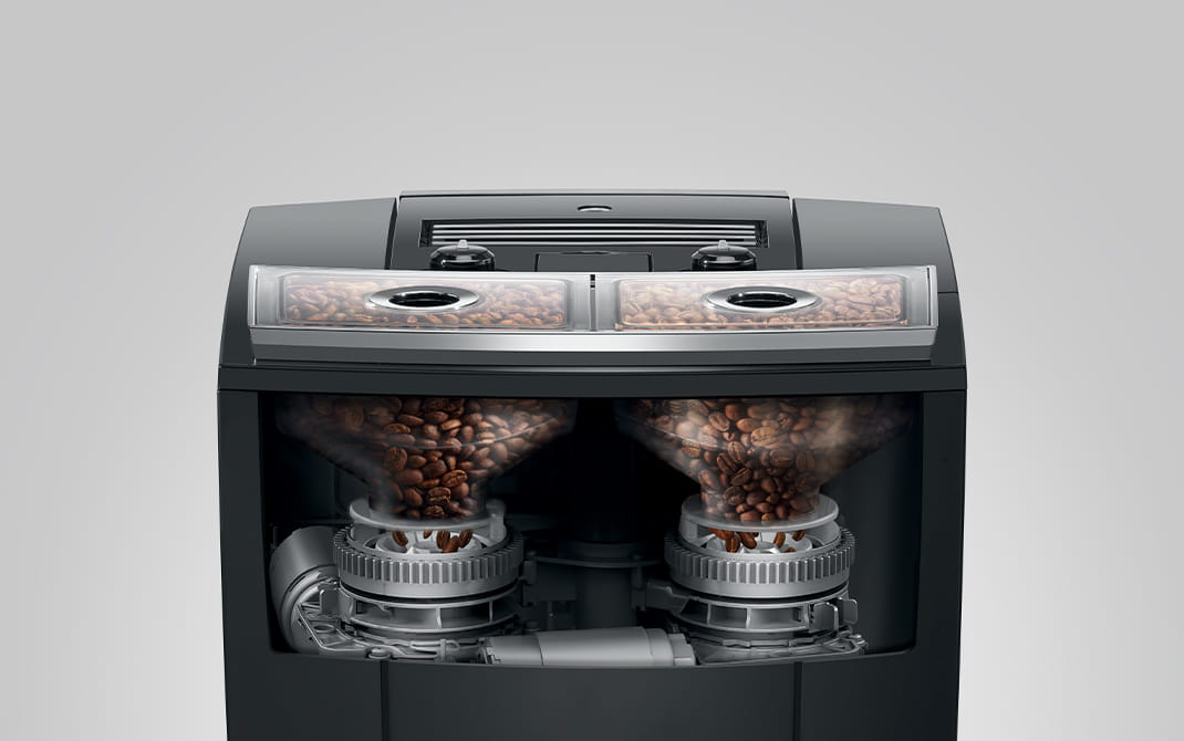 JURA J8 twin Diamond Black – dva mlynčeky P.A.G.3+